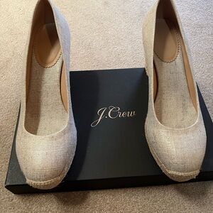 J. Crew Women's Gold/Beige Canvas Heels